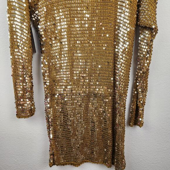 Retrofete Lucia Sequin Crochet Dress in Ginger Deep V Neck Size XS/S NWT - Picture 8 of 11